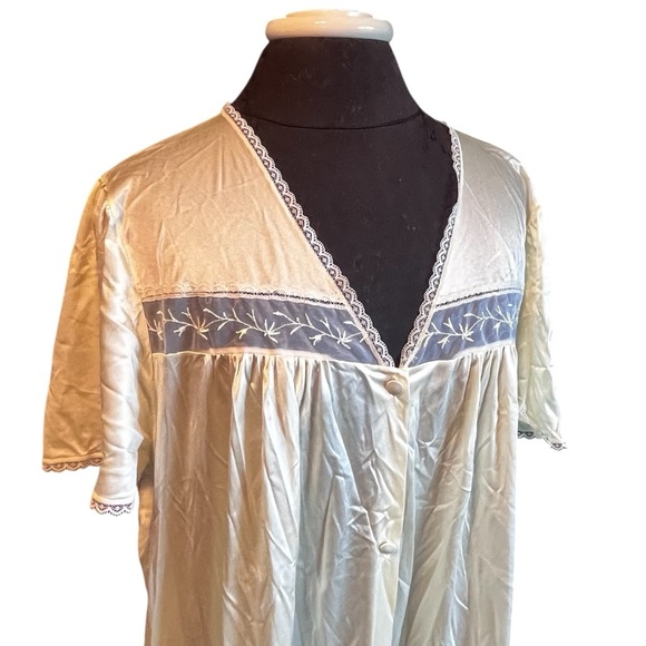 Vanity Fair Yellow Nylon House Coat Robe Vintage Made In U S A XL Pockets - Picture 3 of 10